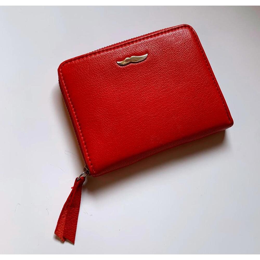 Vlieger & Vandam Red Zippered Leather Mustache Wallet Designer Luxury SUPER RARE